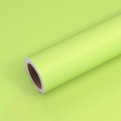 VEELIKE Thick Lime Green Wallpaper Stick and Peel Matte Green Contact Paper for Cabinets Walls Furniture 15.7''x118'' Self Adhesive Waterproof Solid Color Wallpaper for Bedroom Living Room Classroom - color: Lime Green, size: 15.7" x 118"