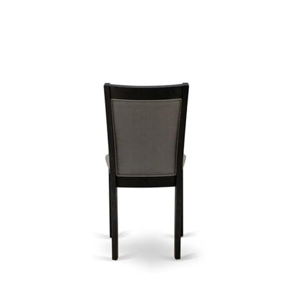 East West Furniture MZC6T50 Monza Parson Dining Room Chairs - Dark Gotham Grey Linen Fabric Padded Chairs, Set of 2, Wirebrushed Black - color: Mzc6t50