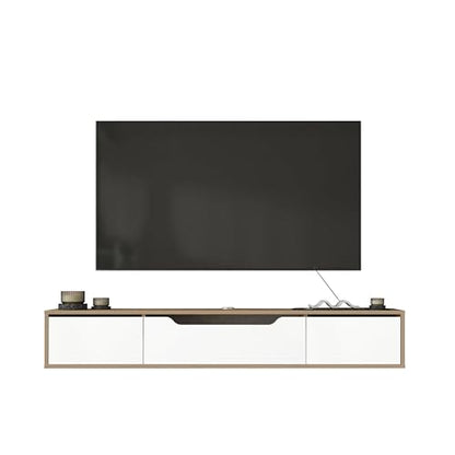 Atelier Mobili Floating TV Stand for Up to 80 Inch TVs – Wall Mounted Media Console with Handle-Free Doors – Modern Entertainment Center with Hidden Storage – White and Oak Finishes (Oak/White) - color: Oak / White