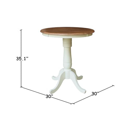 IC INTERNATIONAL CONCEPTS 30" Round Top Counter Height Pedestal Dining Table, 34.9" High, Hickory/Shell - color: Hickory/Shell