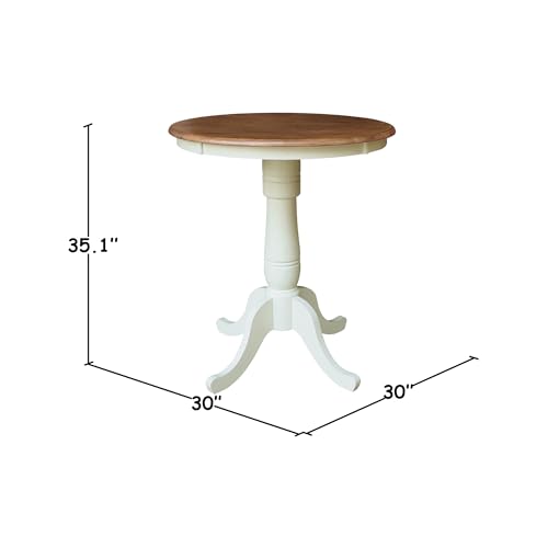IC INTERNATIONAL CONCEPTS 30" Round Top Counter Height Pedestal Dining Table, 34.9" High, Hickory/Shell - color: Hickory/Shell
