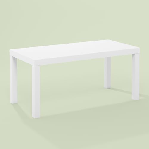 Bayan Coffee Table, Square Side Table or Small Spaces, Living Room, White - color: White, size: 18.9 (D) x 39 (W) x 17.5 (H) inches