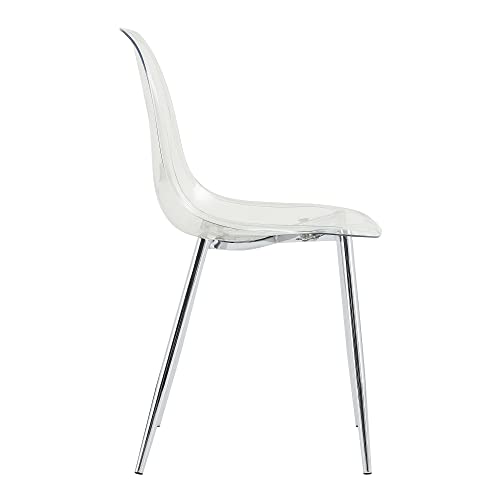 Baysitone Clear Dining Chairs Set of 10, Modern Kitchen Chairs with Transparent Seat, Acrylic Accent Side Chairs with Metal Legs for Dining Room, Kitchen, Living Room with Silver - color: Silver, size: Set of 10
