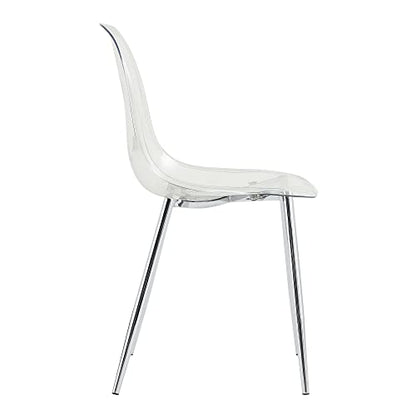 Baysitone Clear Dining Chairs Set of 10, Modern Kitchen Chairs with Transparent Seat, Acrylic Accent Side Chairs with Metal Legs for Dining Room, Kitchen, Living Room with Silver - color: Silver, size: Set of 10