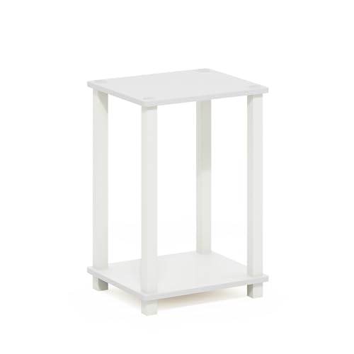 2-Tier Small End Table with Open Shelf, Easy Assembly Toolless Nightstand, Night Stand, Side Table, for Bedroom, Living Room, White - color: White/White, size: 2 Tier, Set of 1