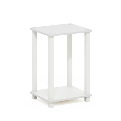 2-Tier Small End Table with Open Shelf, Easy Assembly Toolless Nightstand, Night Stand, Side Table, for Bedroom, Living Room, White - color: White/White, size: 2 Tier, Set of 1
