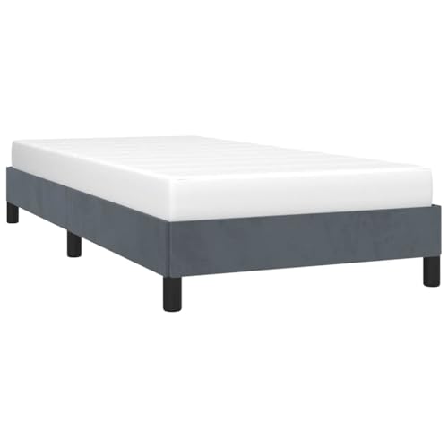 Modern Twin Bed Frame, Upholstered Velvet Platform Bed with Engineered Wood Support, Dark Gray Single Size Mattress Foundation for Bedroom - color: Dark Gray, size: Twin & 9.8"