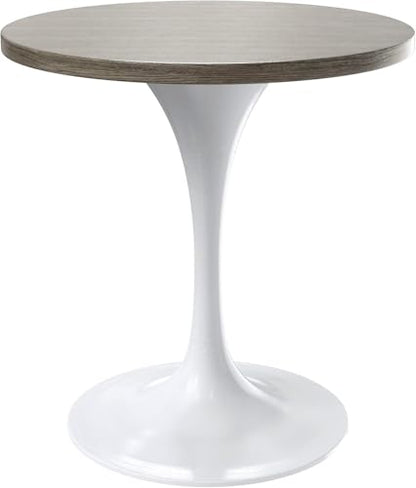 LeisureMod Verve Modern Round Dining Table,Tabletop with Pedestal Base, Contemporary Kitchen & Dining Room Table, Mid-Century Breakfast Nook Table (White Base, Dark Maple) - color: Dark Maple Wood, size: 27 inch Wide