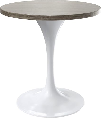 LeisureMod Verve Modern Round Dining Table,Tabletop with Pedestal Base, Contemporary Kitchen & Dining Room Table, Mid-Century Breakfast Nook Table (White Base, Dark Maple) - color: Dark Maple Wood, size: 27 inch Wide