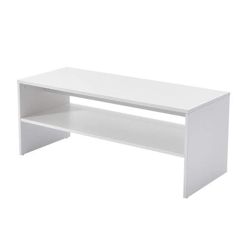 Panana 2-Tier Coffee Table Simple Couch Sofa Side End Table Tea Accent Table for Living Room Office, 39.4" x 15.7" x 15.7" (White) - color: White