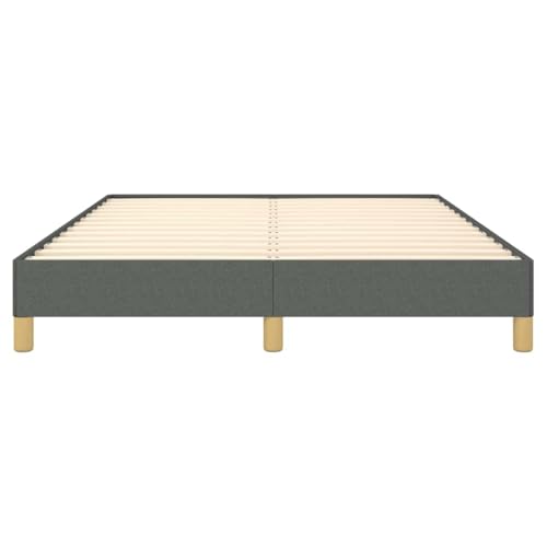Queen Size Bed Frame, Upholstered Platform Bed with Breathable Fabric, Sturdy Engineered Wood Base, Low Profile Modern Bedroom Furniture, Dark Grey - color: Dark Gray, size: Queen & 9.8"