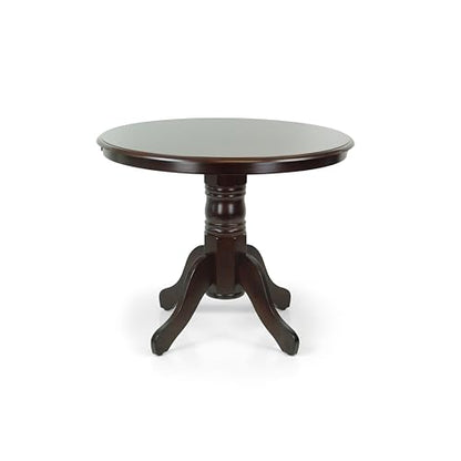 Round Solid Wood Dining Table 38.5'' D with Pedestal Base, Kitchen Round Table for 2 and 4 Persons, Restaurant Table, Espresso Color - color: Espresso