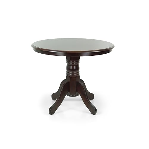 Round Solid Wood Dining Table 38.5'' D with Pedestal Base, Kitchen Round Table for 2 and 4 Persons, Restaurant Table, Espresso Color - color: Espresso