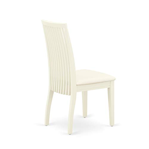 East West Furniture ANIP5-LWH-C 5 Piece Kitchen Table & Chairs Set Includes a Round Dining Room Table with Pedestal and 4 Linen Fabric Upholstered Chairs, 36x36 Inch, Linen White - color: Anip5-lwh-c