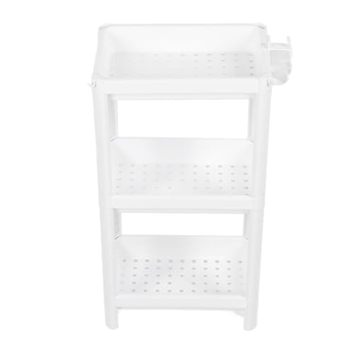 Bathroom Tower Shelf, White Plastic Freestanding Storage Rack, Narrow Standing Shelf Unit for Bathroom Kitchen Bedroom(3 Layers) - size: 3 Layers
