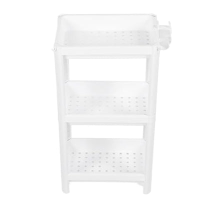Bathroom Tower Shelf, White Plastic Freestanding Storage Rack, Narrow Standing Shelf Unit for Bathroom Kitchen Bedroom(3 Layers) - size: 3 Layers