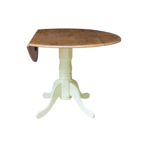 IC International Concepts 42" Round Dual Drop Leaf Pedestal Dining Table - color: Hickory/Shell