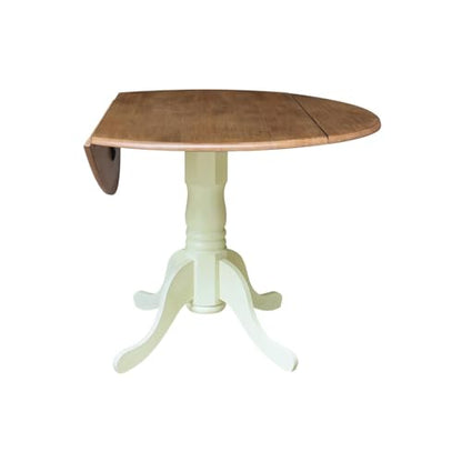 IC International Concepts 42" Round Dual Drop Leaf Pedestal Dining Table - color: Hickory/Shell