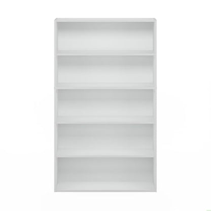 Furinno PASIR Book Shelf, 5-Tier Bookshelf, Bookcase with Open Shelf, 9.4 x 31.5 x 52.7, for Living Room, Bedroom, Home Office, White - color: White, size: 5-Tier