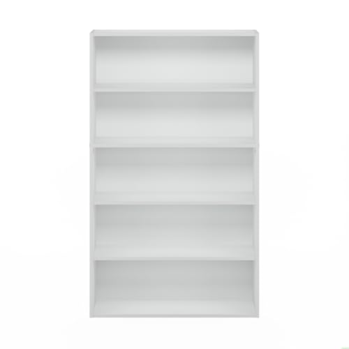 Furinno PASIR Book Shelf, 5-Tier Bookshelf, Bookcase with Open Shelf, 9.4 x 31.5 x 52.7, for Living Room, Bedroom, Home Office, White - color: White, size: 5-Tier