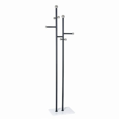 Entryway Coat Rack Freestanding, Black Metal Marble Base | 1.0mm thickened black metal tree with 8 stainless steel hooks. Anti-toppling heavy marble base for modern entryway. - color: black and white