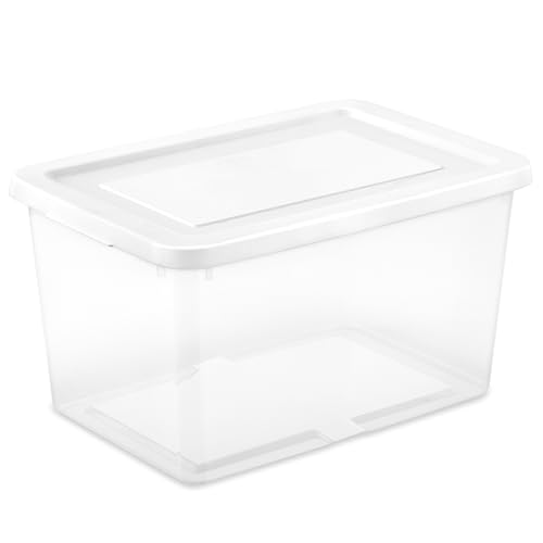 Sterilite Storage Box, Stackable Clear Plastic Bins, 20 Quart, 12-Pack | Heavy-Duty Organizing Containers with Snap-On Lids for Closet, Bathroom, and Office - size: 20 Qt, style: 12 Pack