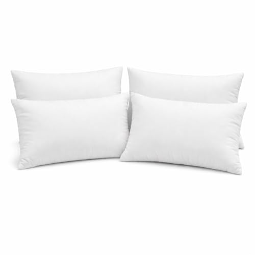 12 x 20 Pillow Inserts Set of 4 – Rectangular Cushion Forms with Resilient Polyester Fill, Soft Support for Sofa, Bed & Lumbar Covers