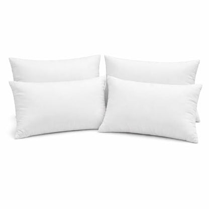 12 x 20 Pillow Inserts Set of 4 – Rectangular Cushion Forms with Resilient Polyester Fill, Soft Support for Sofa, Bed & Lumbar Covers