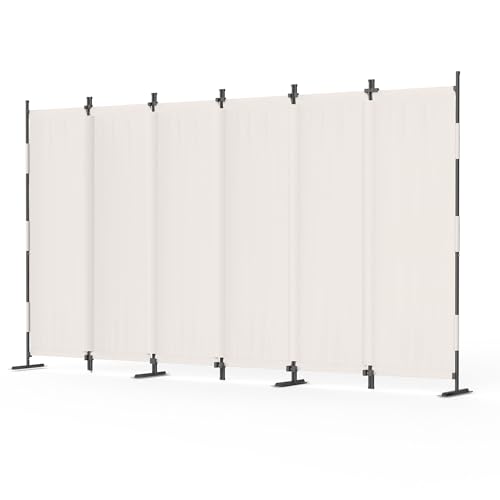 6 Panel Room Divider,6ft Folding Screen Portable Wall Partition Room Divider with 4 Metal Feet,Privacy Screen Indoor Doubles as a Cubicle Wall,Suitable for Bedroom Dressing Room Office - color: White, size: 6 Panel-Upgrade