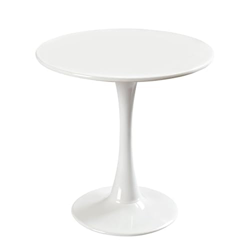 Tulip Table, 31.5" Round Dining Table with Thickened Tabletop & Metal Pedestal, Circle Bistro Table for Kitchen, Small Places, Living Room, Cafe (White) - color: White