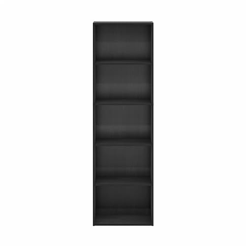 Furinno LUDER Book Shelf, 5-Tier Bookshelf, Bookcase with Open Shelves, 9.4 x 15.8 x 52, Easy Assembly, for Living Room, Bedroom, Home Office, Blackwood - color: Blackwood, size: 5-Tier