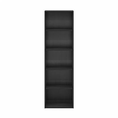 Furinno LUDER Book Shelf, 5-Tier Bookshelf, Bookcase with Open Shelves, 9.4 x 15.8 x 52, Easy Assembly, for Living Room, Bedroom, Home Office, Blackwood - color: Blackwood, size: 5-Tier