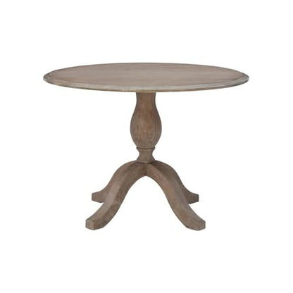 Bowery Hill Transitional Wood Drop Leaf Dining Table, Antique Rustic Brown Finish, 42"w x 42"d x 30"h, Solid Rubberwood, Space-Saving Design, Adjustable Pedestal Base, Small Kitchen or Dining Room Use