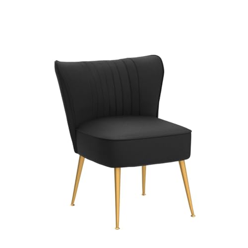 Container Furniture Direct Modern Velvet Accent Chair for Living Room, Bedroom, or Entryway, Stylish and Comfortable Armless Design with Metal Legs, Black - color: Black