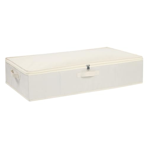 Underbed Storage Organizers,Beige,1 Pack,23.6x11.8x5.9 Inch | Under Bed Storage Container with Lids,Fabric Boxes,Drawer Organizer Bags,Foldable Baskets for Bedroom - color: Beige, size: 23.6x11.8x5.9in(1-Pack)