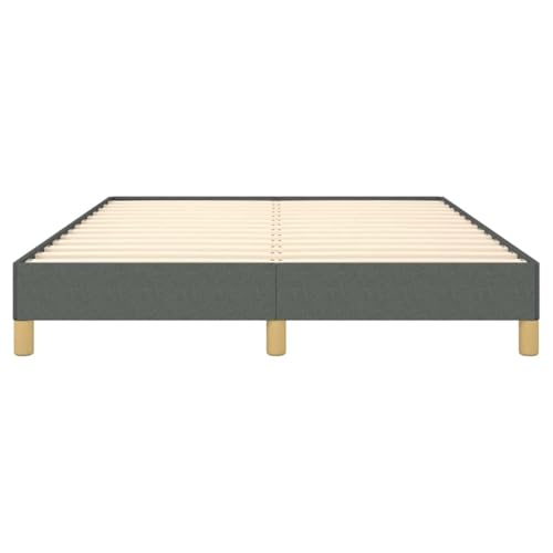 Full Upholstered Bed Frame, Dark Gray Polyester Fabric, Modern Low Profile Design, Durable Engineered Wood, 55.1x76x9.8 cm, Headboard-Free for Bedroom Furniture