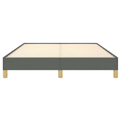 Full Upholstered Bed Frame, Dark Gray Polyester Fabric, Modern Low Profile Design, Durable Engineered Wood, 55.1x76x9.8 cm, Headboard-Free for Bedroom Furniture