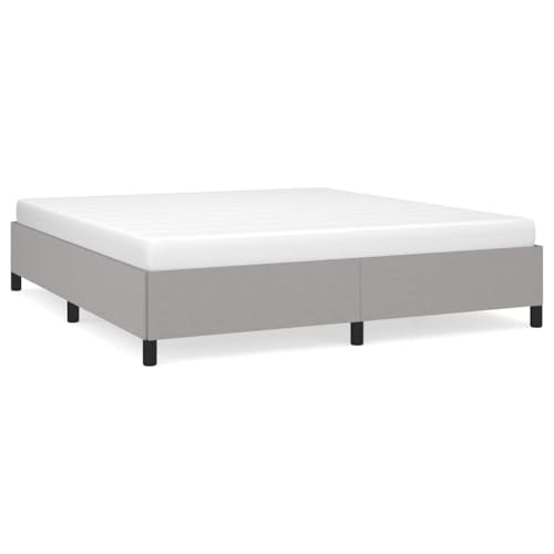 Light Gray King Bed Frame 77"x81"x14" Modern Upholstered Platform with Slatted Base for Bedroom, Mattress Ready, Easy Assembly - color: Grey, size: King