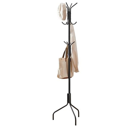 Coat Rack Freestanding,hat and coat rack stand for entryway,Living Room,Bedroom,Metal coat tree with12 Hooks and 3 Legs (Black) - color: Black