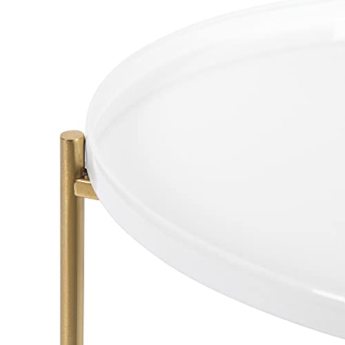 Kate and Laurel Ulani Modern Nesting Coffee Table, Set of 2, White and Gold, Glam Coffee Table Set for Storage and Display - color: White/Gold