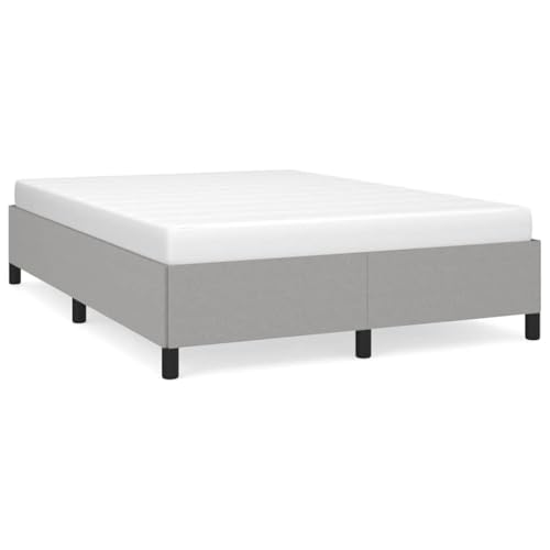 Light Grey Full Bed Frame with Breathable Polyester Upholstery, Minimalist Platform Base, Sturdy Wooden Slats & Easy Assembly for Modern Bedroom, Guest Room, Apartment - color: Grey-a, size: Full