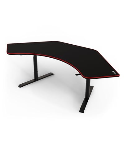Arozzi Arena Angelo Gaming Desk Black | Height Adjustable Standing Desk, PC Gaming Desk, Full Coverage Mouse Pad, Home Office - color: Black, size: Corner