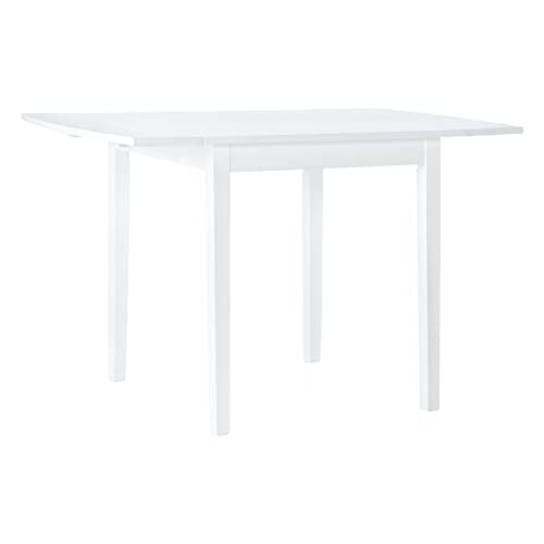 Linon Torino White 30" Square Drop Leaf Table - 30" X 48" Fully Extended - color: White