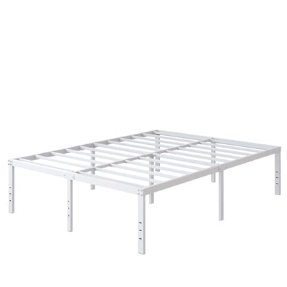 DiaOutro 18 Inch White Full Size Bed Frame with High Storage | Steel Slats Platform No Box Spring Needed Mattress Foundation, Easy Assembly, Noise Free - size: Full, style: 18 Inch (White)