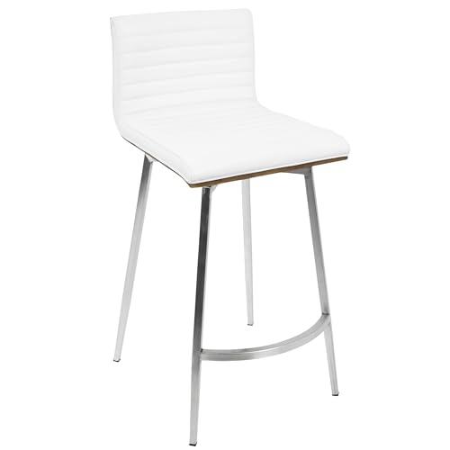 LumiSource Mason Swivel Adjustable Counter Height Dining 3 Piece Set, Pub Table and Stools, High Top Table Set for 2, Counter Table and Chairs Set of 2, Kitchen & Dining Room Sets (White) - color: White