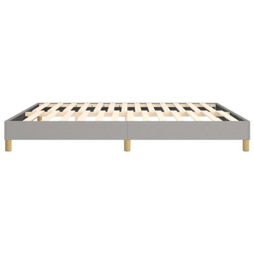 King Size Bed Frame Upholstered Platform Bed, Modern Light Grey Fabric Bed Base, Sturdy Engineered Wood Construction with Support Legs, Easy Assembly - size: King