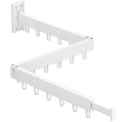 HEILAIYI Clothes Drying Rack,Laundry Drying Rack,Wall Mounted Clothes Rack,Laundry Rack Wall Mount,Folding Retractable Collapsible Drying Rack Clothing (Three-Poles,Loop Hooks,White) - size: White/Loop-Shape Hooks