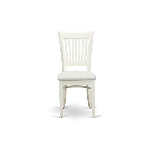 East West Furniture DLVA5-LWH-C 5 Piece Dining Table Set for 4 Includes a Round Kitchen Table with Dropleaf and 4 Linen Fabric Kitchen Dining Chairs, 42x42 Inch, Linen White - color: Dlva5-lwh-c