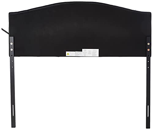 Baxton Studio Myra Modern and Contemporary Queen Size Black Faux Leather Upholstered Button-Tufted Scalloped Headboard - color: Black, size: Queen