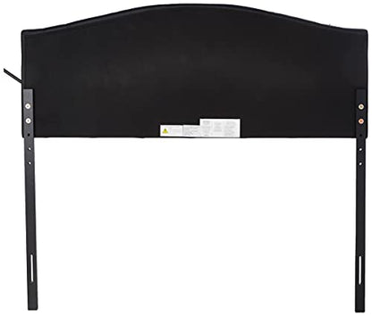 Baxton Studio Myra Modern and Contemporary Queen Size Black Faux Leather Upholstered Button-Tufted Scalloped Headboard - color: Black, size: Queen